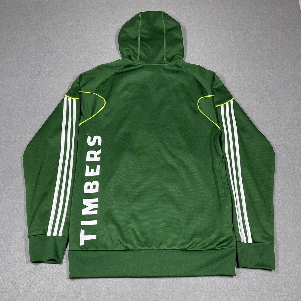 Portland Timbers Jacket Mens Large Green Side Spellout MLS Full Zip Adidas 2011